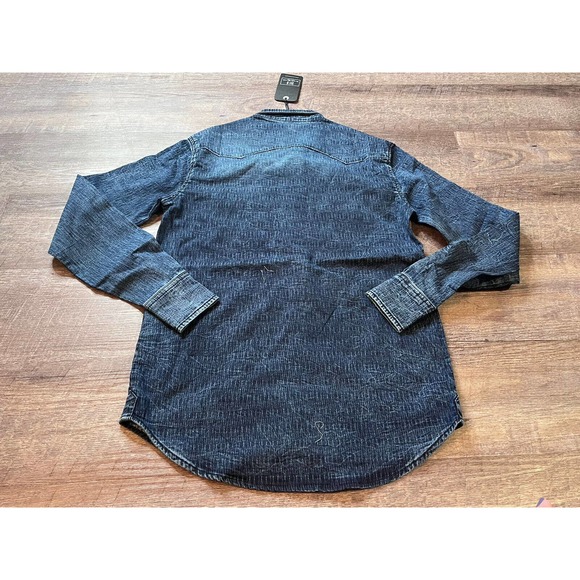 Black Island Mens Denim Button Up Size Small Long Sleeve Stretchy O3 - Picture 2 of 9